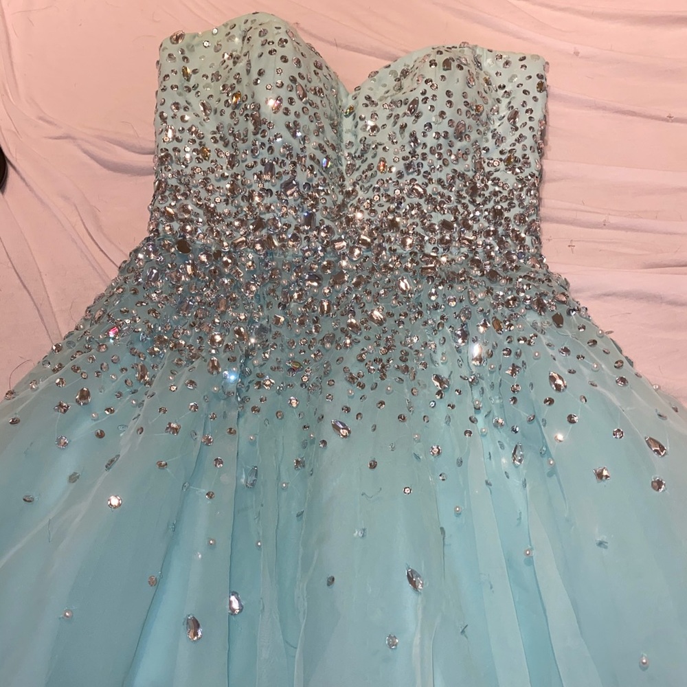 Puffy Teal Homecoming Dress